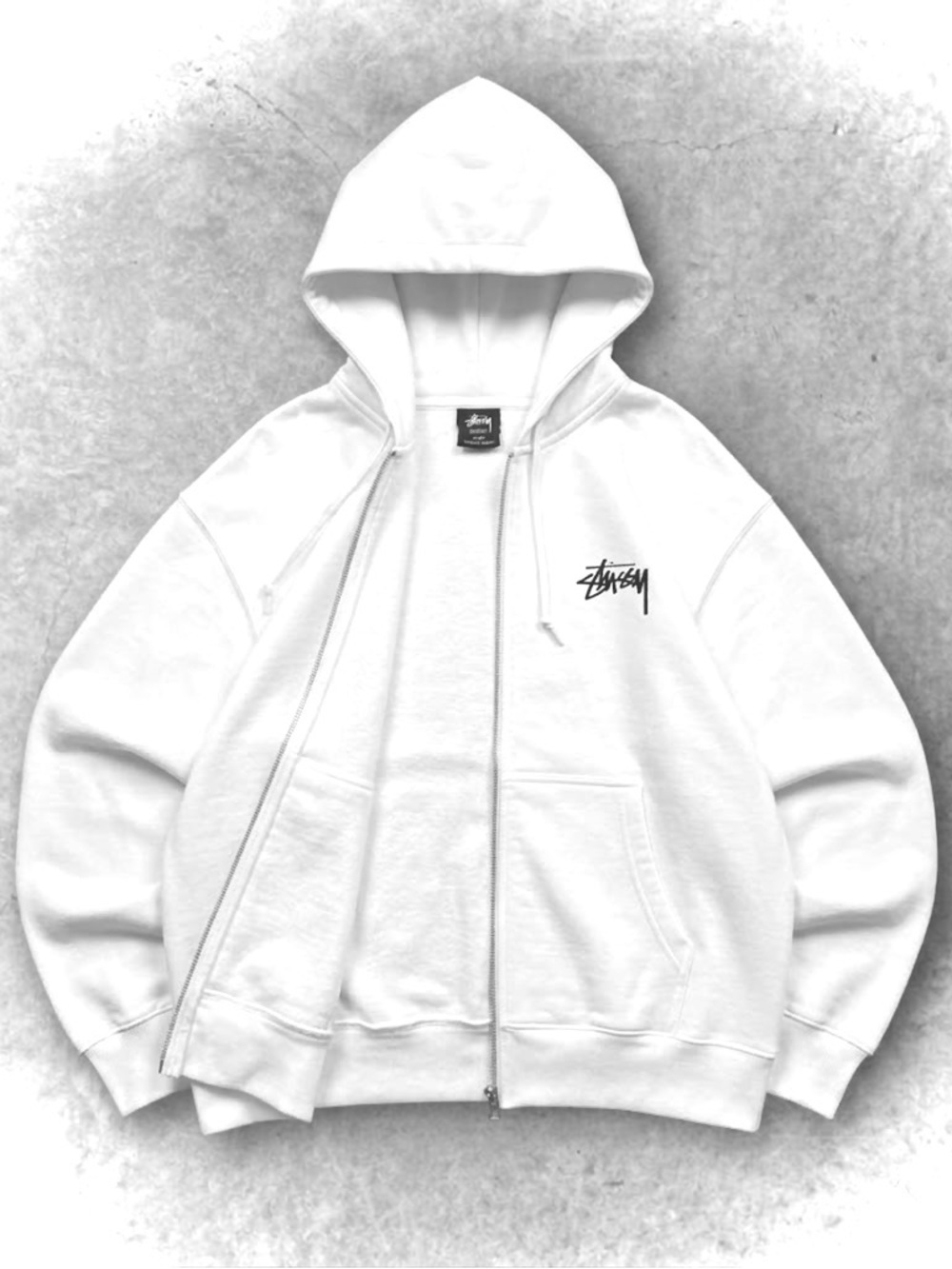 🆕 Stussy Stock Logo Zip Up Hooded Sweatshirt Medium Archived Discontinued Hoodie